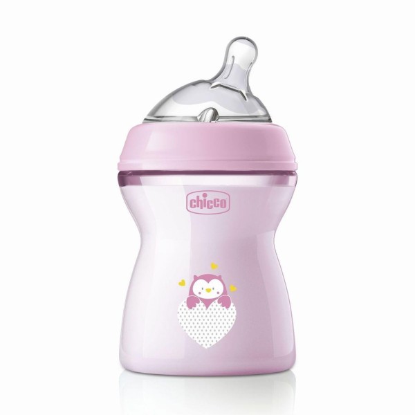 CHICCO BIBERON NATURAL FEELING 250ML 2M+  ROSA