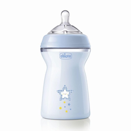 CHICCO BIBERON NATURAL FEELING 330ML 6M+ AZZURRO